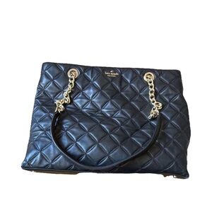 kate spade Black Quilted Leather Tote with Gold Chain Straps